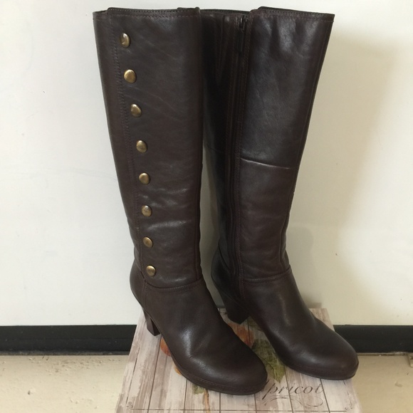 Clarks Vermont Border Side Button Brown Tall Boots - Picture 1 of 2